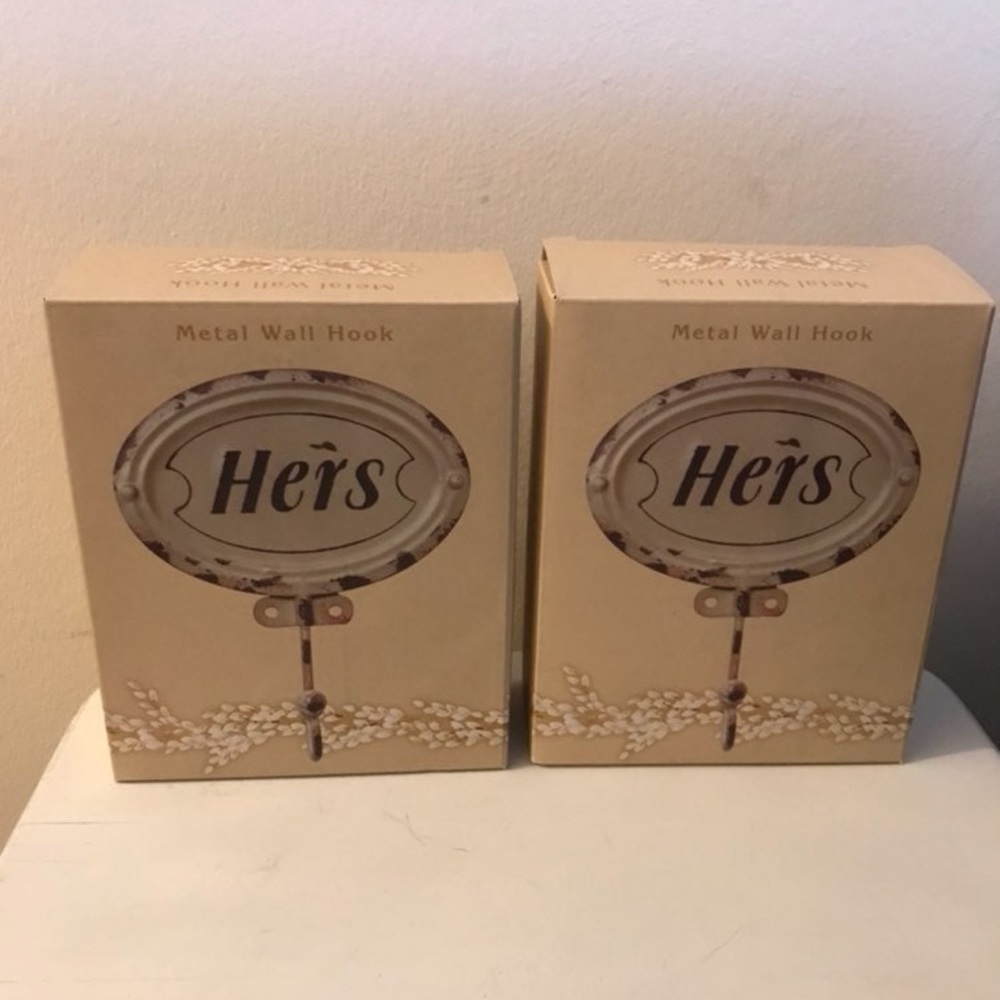 2 Metal Wall Hooks “Hers”